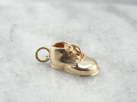 Vintage Baby Shoe Gold Keepsake Charm