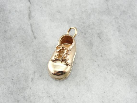 Vintage Baby Shoe Gold Keepsake Charm