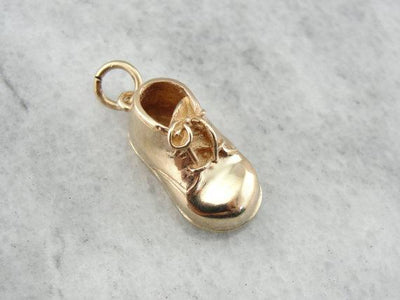Vintage Baby Shoe Gold Keepsake Charm