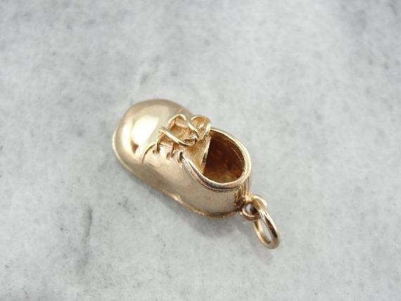 Vintage Baby Shoe Gold Keepsake Charm