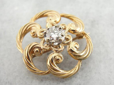 Diamond Love Knot Gold Brooch
