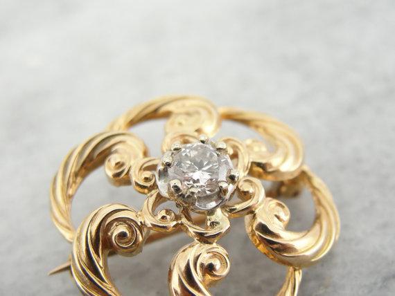 Diamond Love Knot Gold Brooch