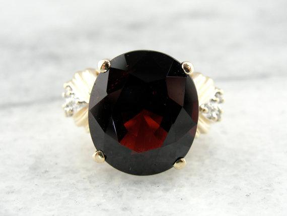 Cocktail Ring with Outstanding Twelve Carat Garnet