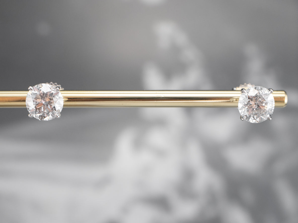 Large High Carat Diamond Stud Earrings