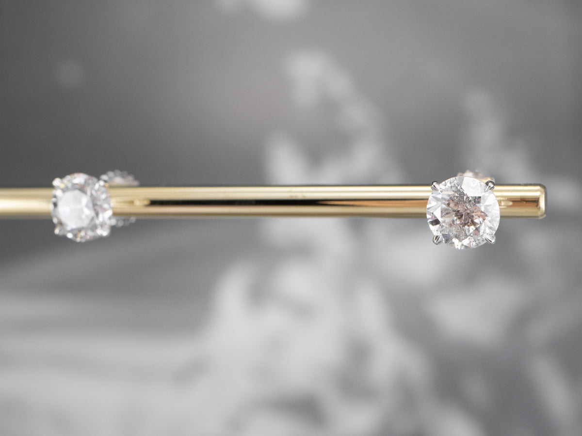 Large High Carat Diamond Stud Earrings