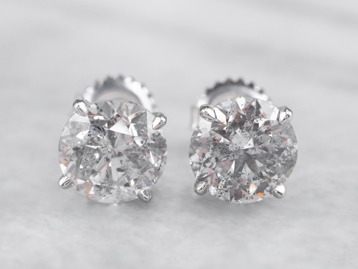 Large High Carat Diamond Stud Earrings