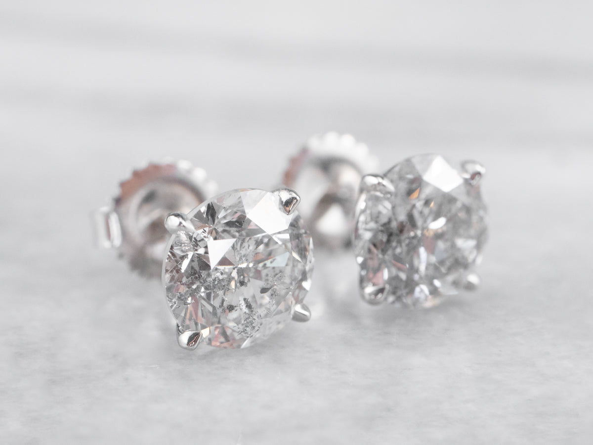 Large High Carat Diamond Stud Earrings