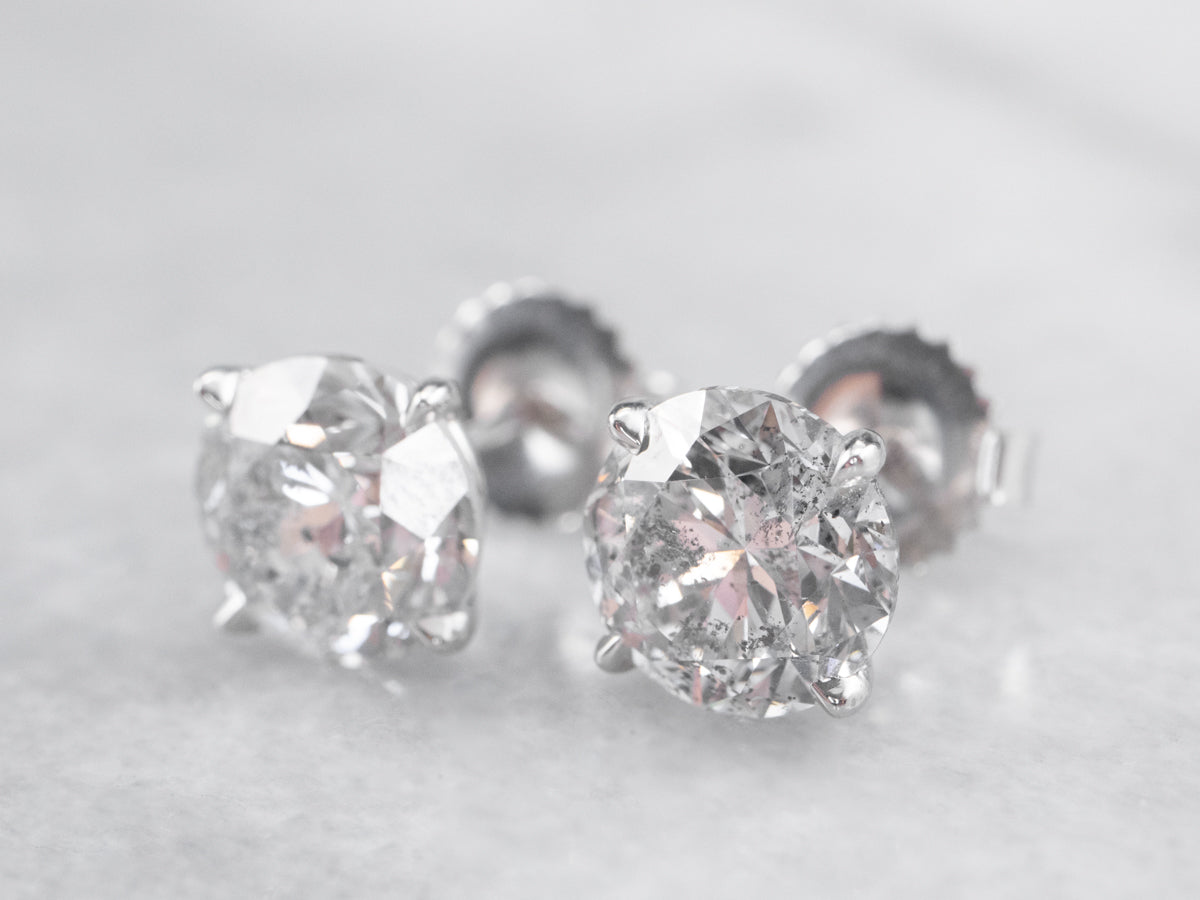 Large High Carat Diamond Stud Earrings