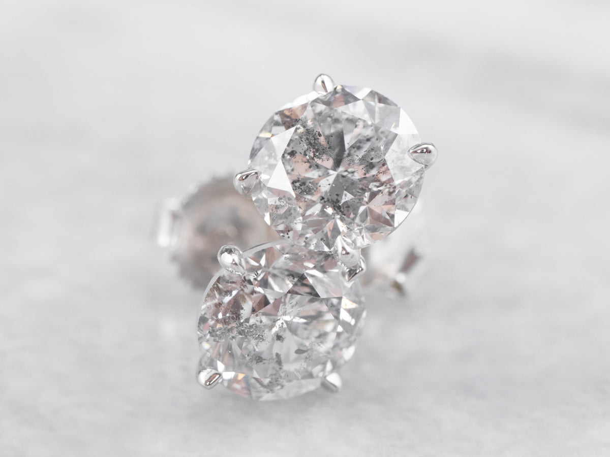 Large High Carat Diamond Stud Earrings