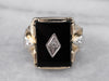 Retro Black Onyx Diamond Gold Statement Ring