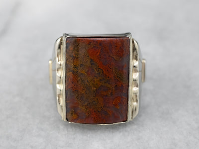 Antique Carnelian Moss Agate Ring