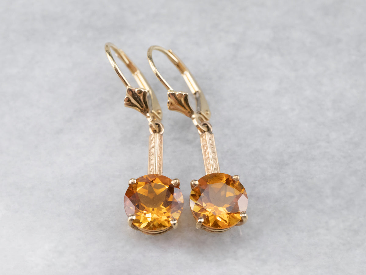 Citrine and Gold Drop Earrings
