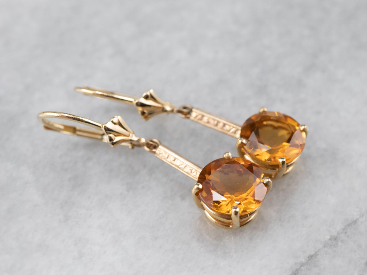 Citrine and Gold Drop Earrings