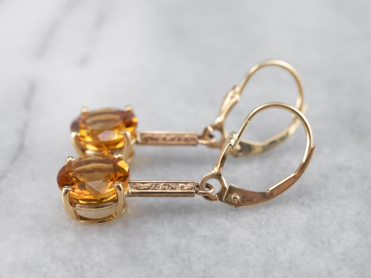 Citrine and Gold Drop Earrings