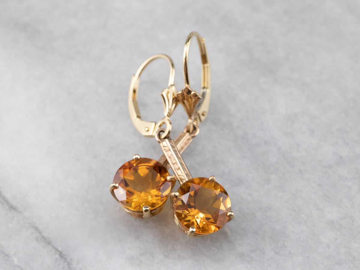 Citrine and Gold Drop Earrings