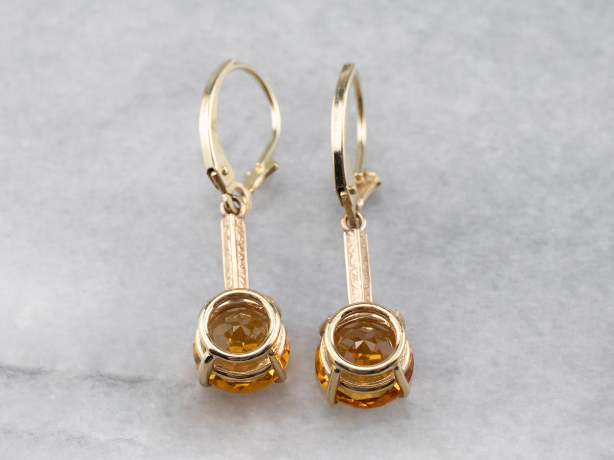 Citrine and Gold Drop Earrings