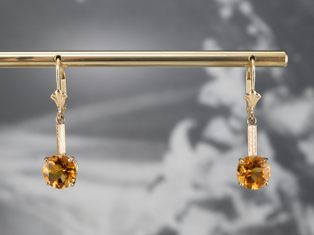 Citrine and Gold Drop Earrings