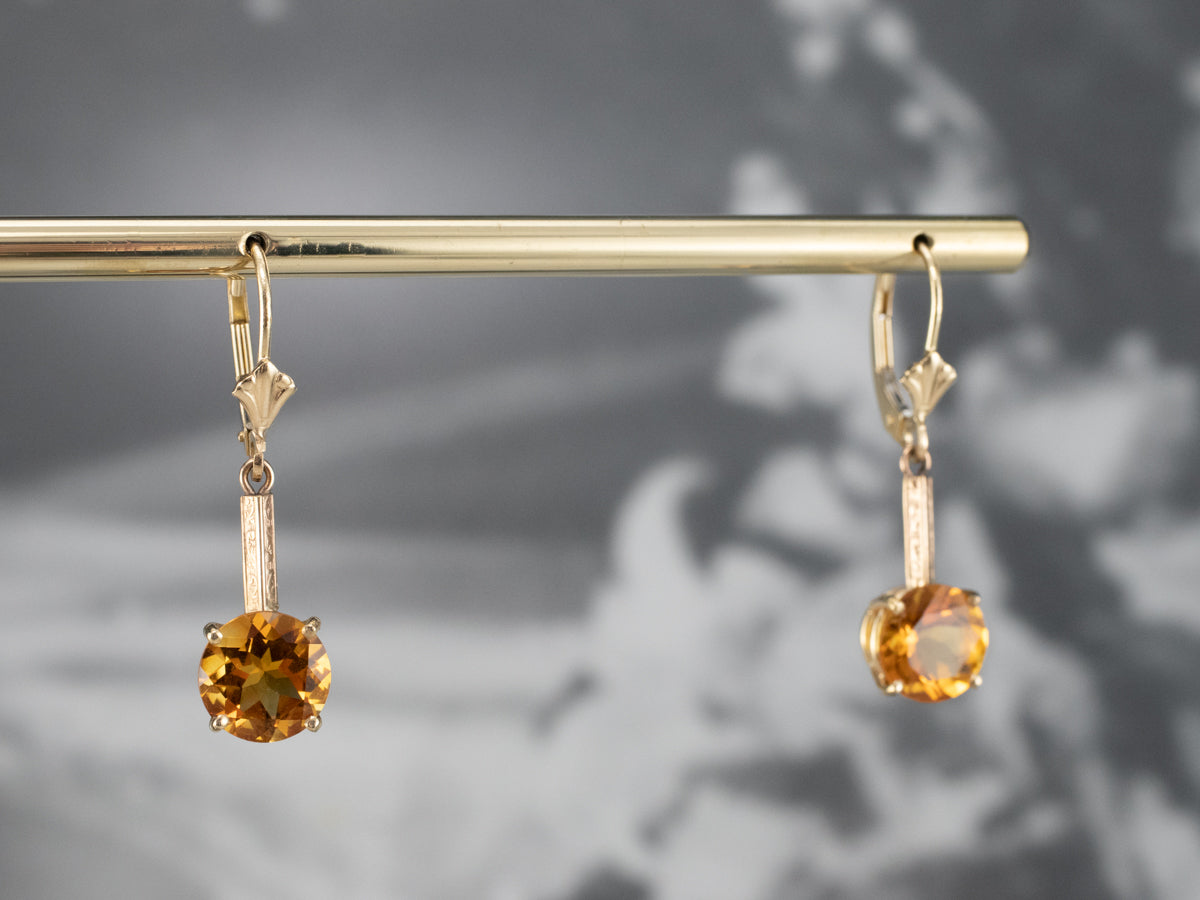 Citrine and Gold Drop Earrings