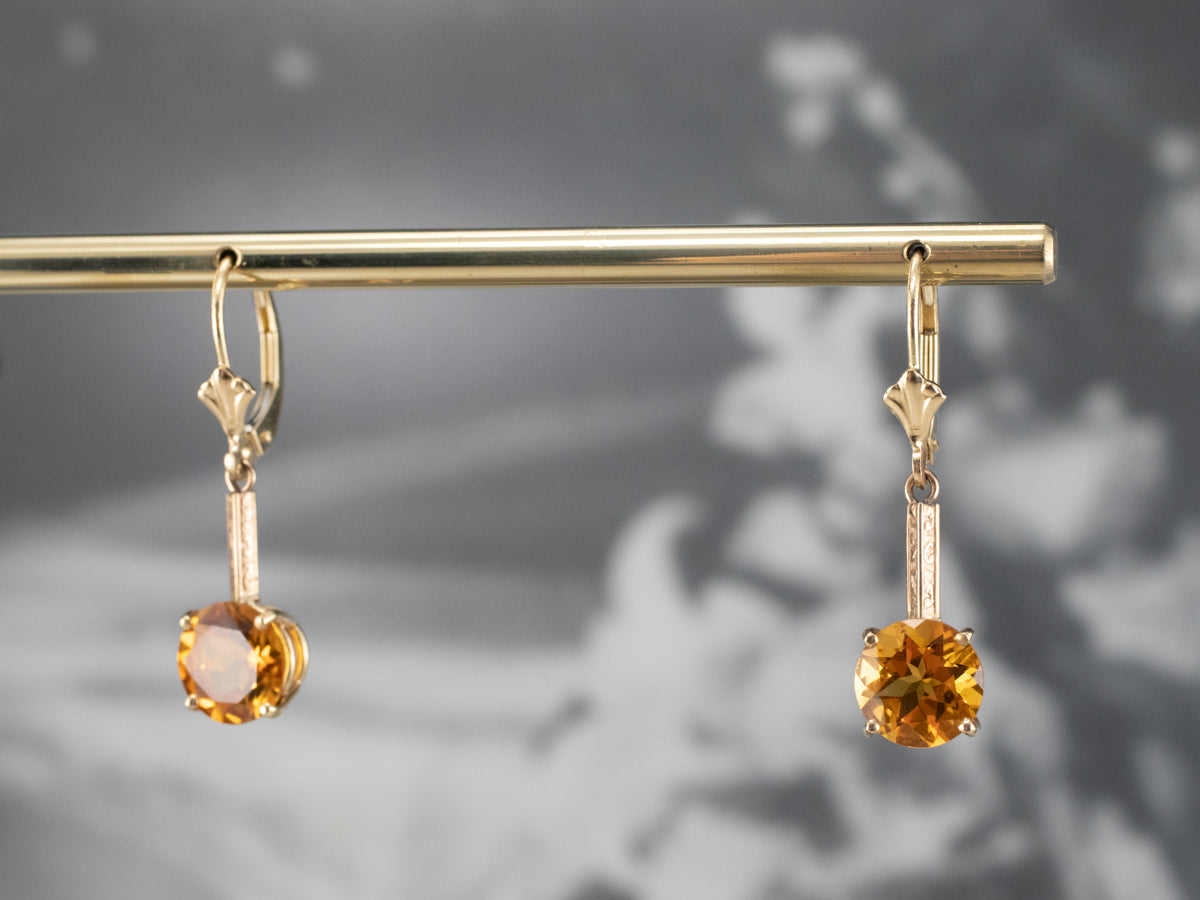 Citrine and Gold Drop Earrings