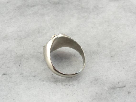 White Gold Masonic Men's Ring