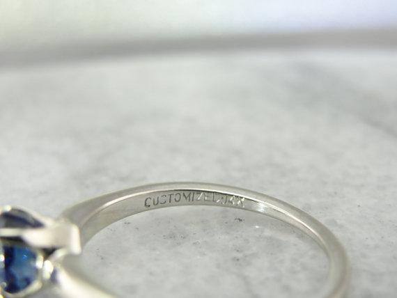 Blue Ceylon Sapphire White Gold Solitaire Engagement Ring