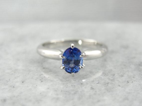 Classic Sapphire and Platinum Engagement Ring