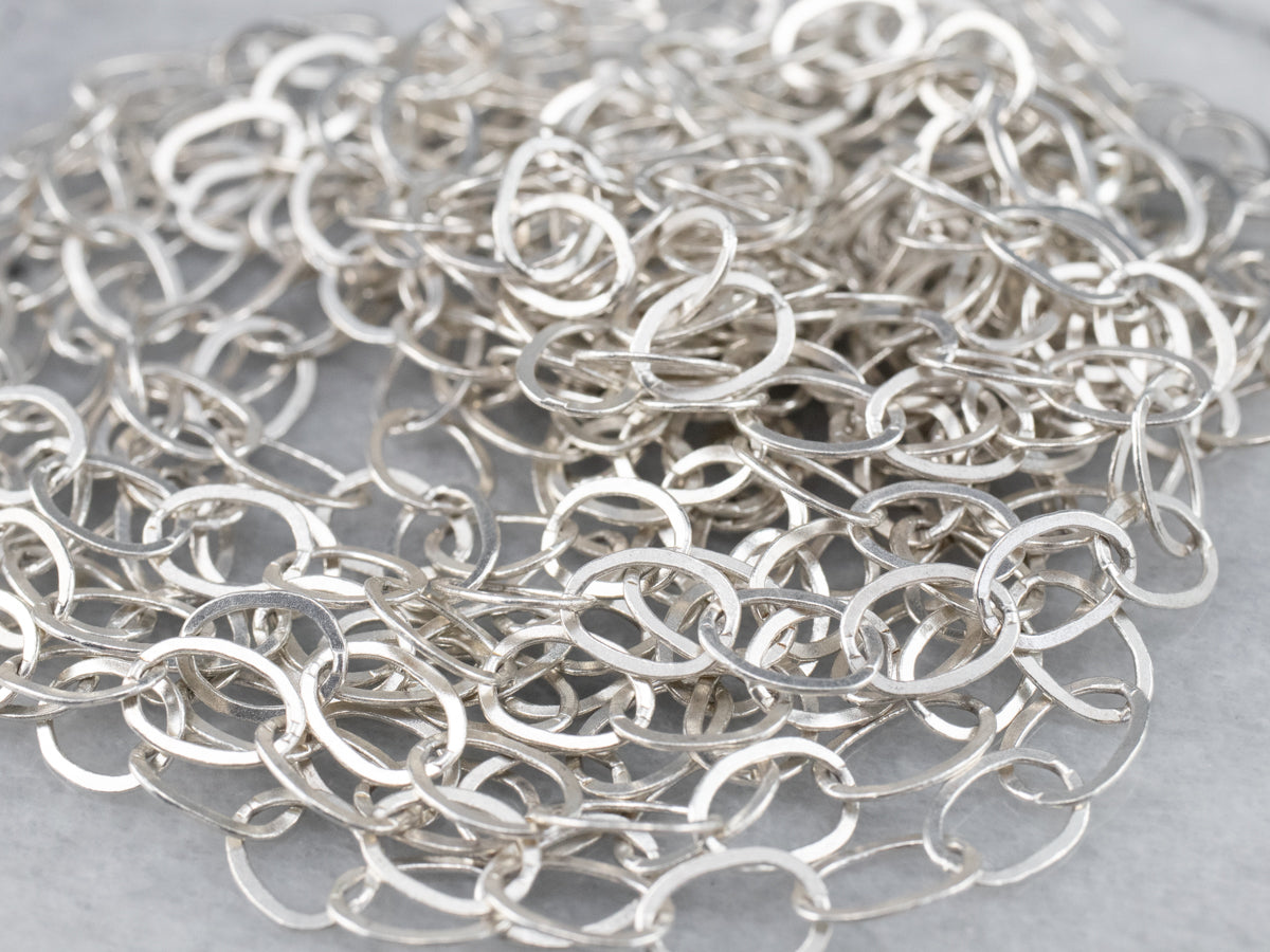 Long Sterling Silver Oval Link Chain