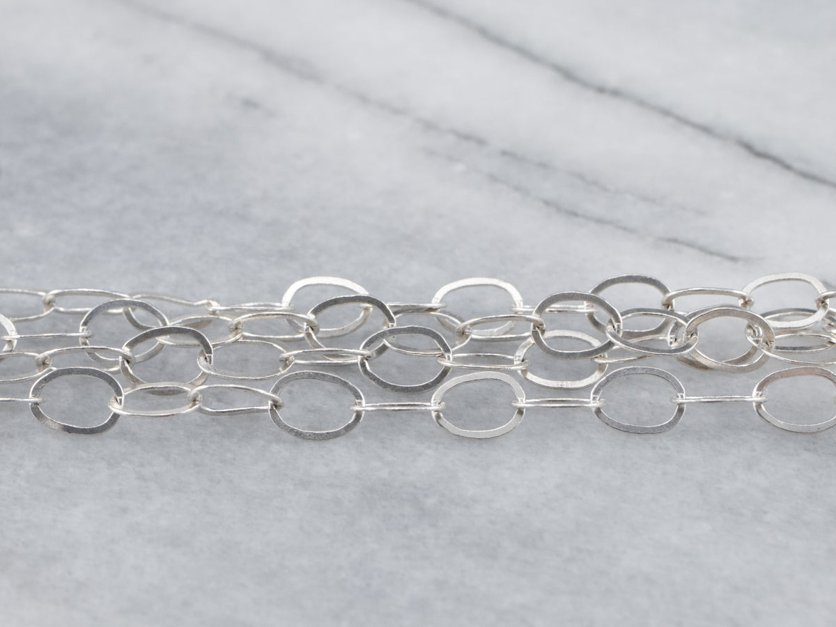 Long Sterling Silver Oval Link Chain