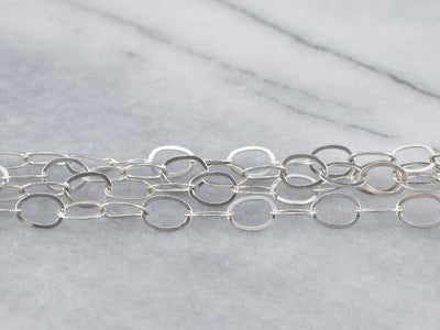 Long Sterling Silver Oval Link Chain Necklace