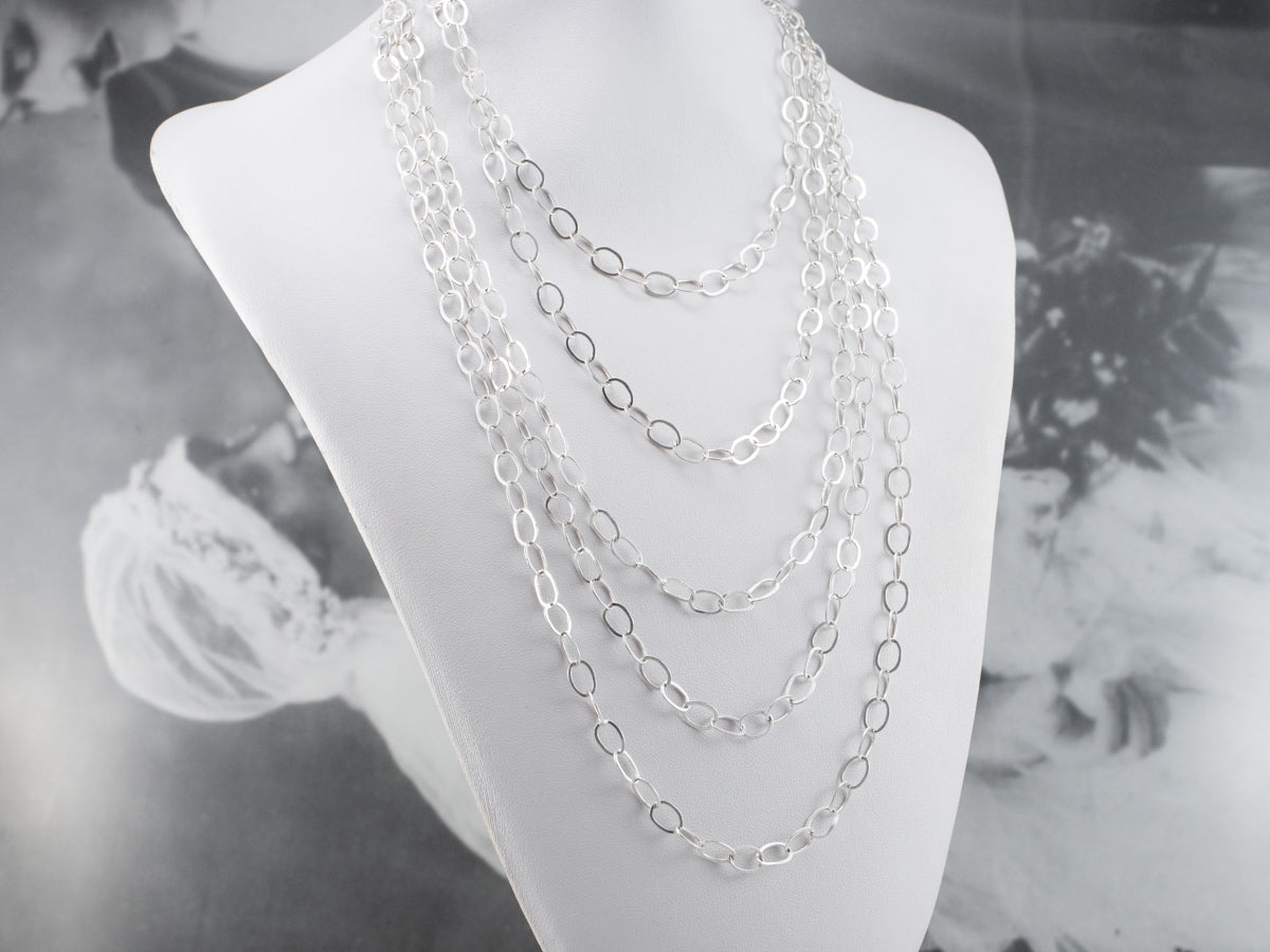 Long Sterling Silver Oval Link Chain