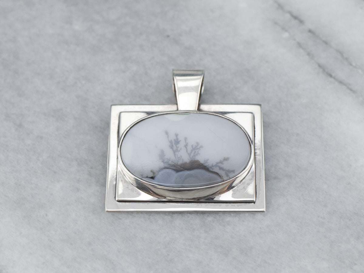 Sterling Silver Unisex Dendritic Agate Pendant