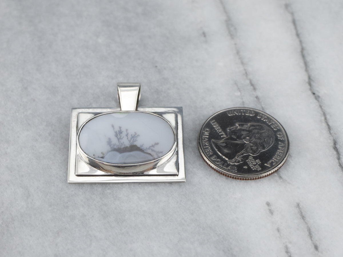 Sterling Silver Unisex Dendritic Agate Pendant
