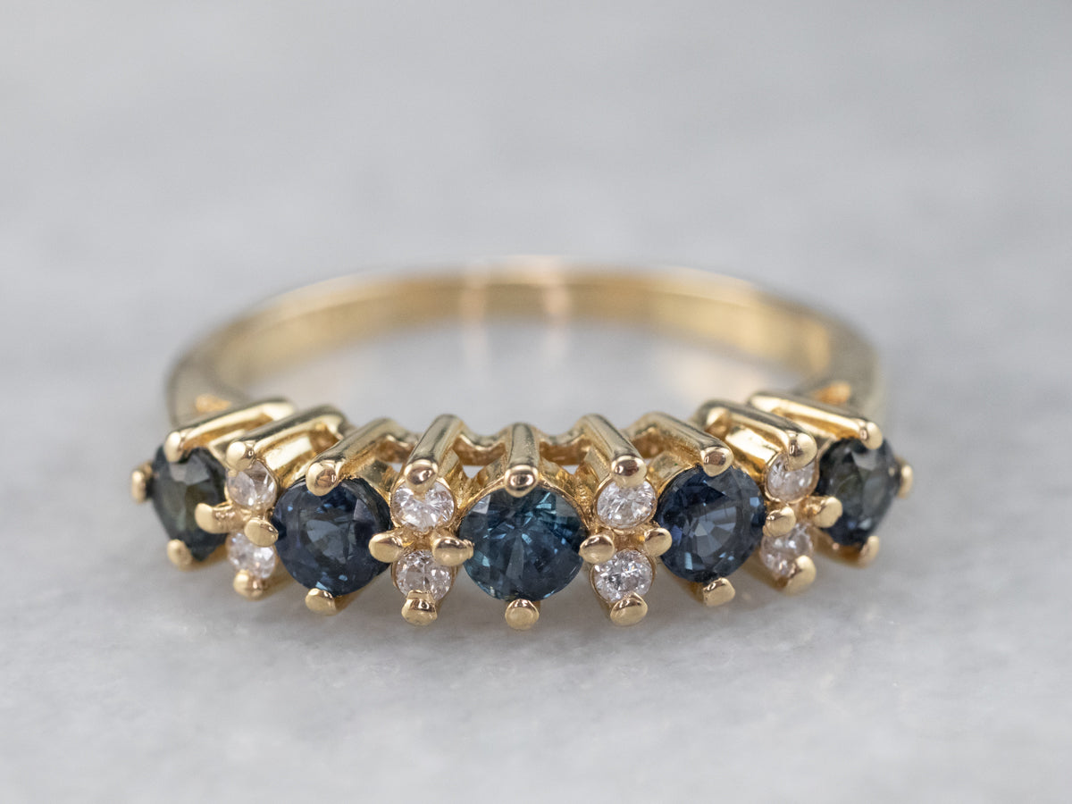 Gold Sapphire and Diamond Band