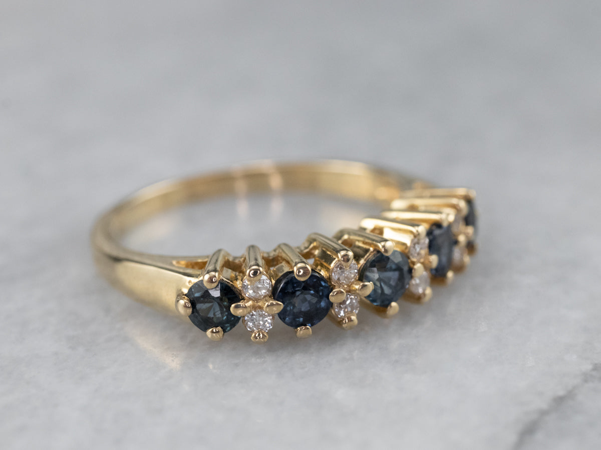 Gold Sapphire and Diamond Band