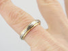 Faceted and Engraved Wedding Band in 14K Yellow and White Gold