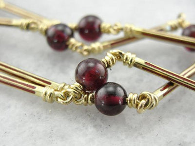 Ancient Style Garnet and Gold Bar Necklace
