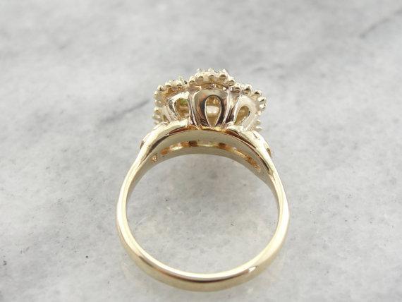 Demantoid Garnet and Diamond Ladies Cocktail Ring