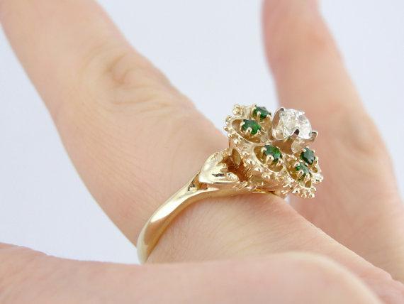 Demantoid Garnet and Diamond Ladies Cocktail Ring