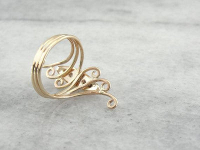 Swirling Double Winged Ladies Cocktail Ring