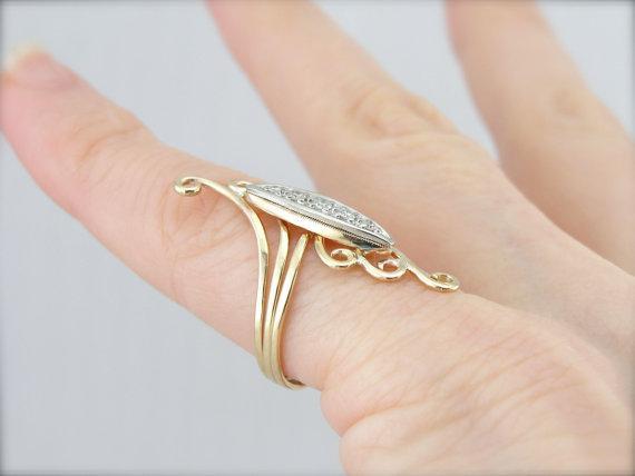 Swirling Double Winged Ladies Cocktail Ring