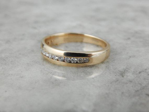 Classic Channel Set Diamond Gold Wedding Band