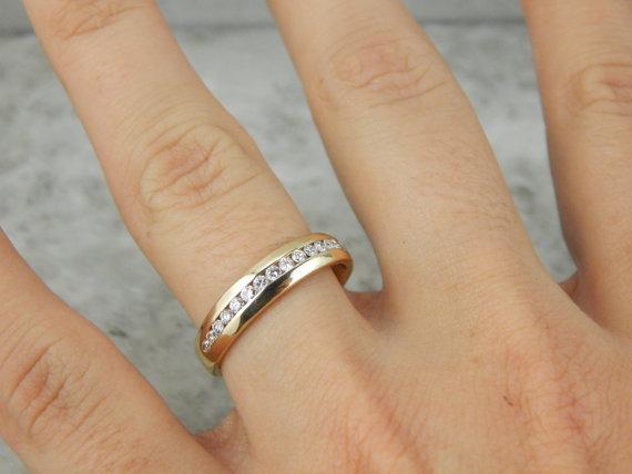 Classic Channel Set Diamond Gold Wedding Band
