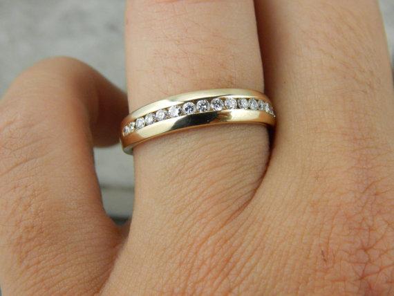 Classic Channel Set Diamond Gold Wedding Band