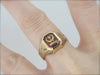 Engraved Masonic Ring with Shriner's Symbol on Synthetic Ruby