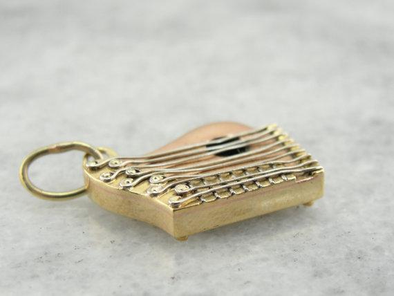 Exquisite 14K Rose Gold Harp Charm or Pendant