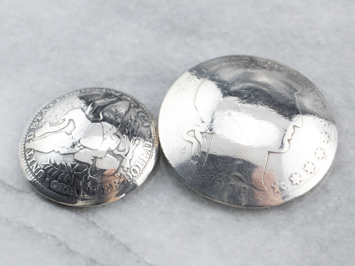 Silver USA Barber Quarter Coin Button Set