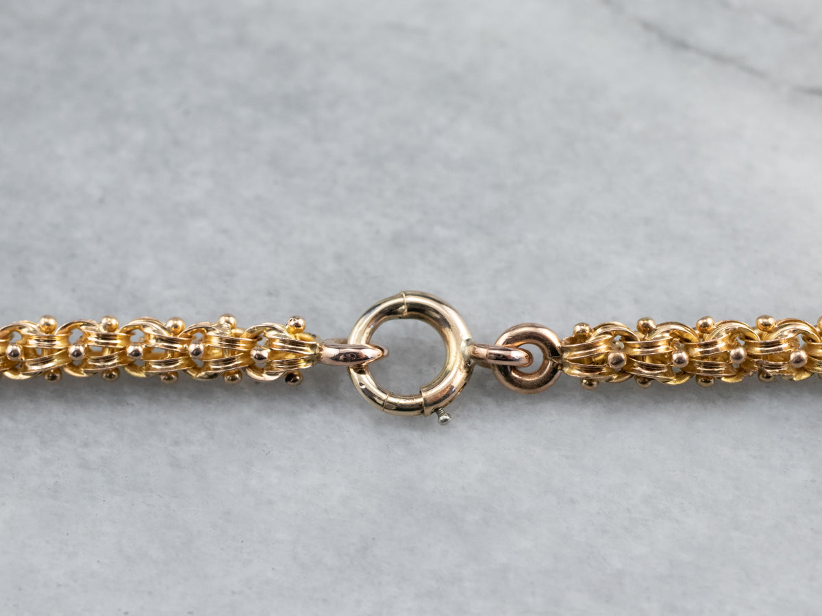 Cadena de oro antiguo de longitud de ópera