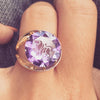 Spectacular Leonine Cocktail Ring with Etched Amethyst, Circa 1960's