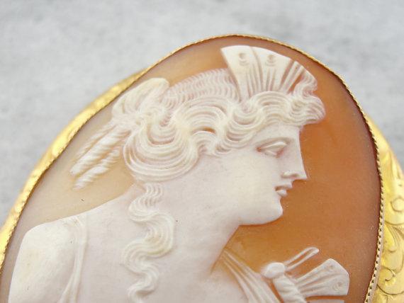 Over-sized Shell Cameo Brooch from Early 1900's