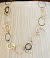 Modernist Gold Link Necklace, Circles and Links